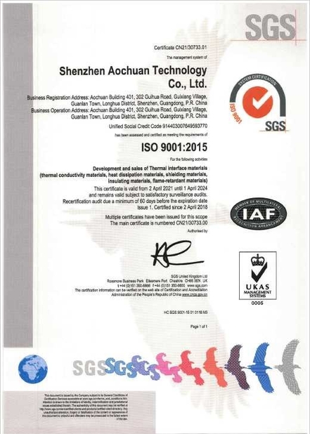 Chiny Shenzhen Aochuan Technology Co., Ltd Certyfikaty